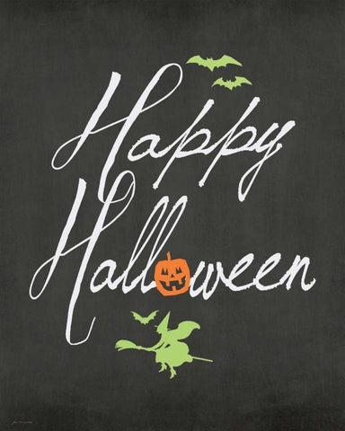 Happy Halloween White Modern Wood Framed Art Print with Double Matting by Moulton, Jo