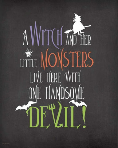 Witch Monsters White Modern Wood Framed Art Print with Double Matting by Moulton, Jo