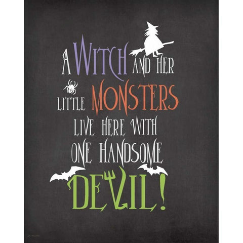 Witch Monsters Black Modern Wood Framed Art Print by Moulton, Jo