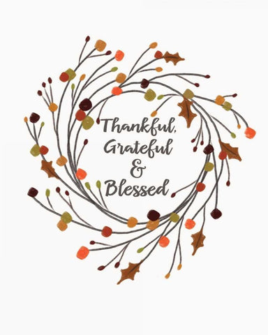 Thankful Black Ornate Wood Framed Art Print with Double Matting by Moulton, Jo