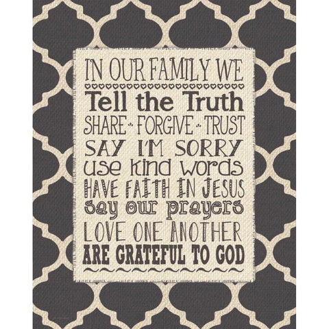 Family Rules - Linen Gold Ornate Wood Framed Art Print with Double Matting by Moulton, Jo