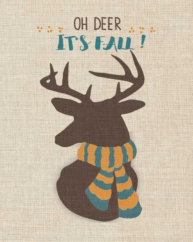 Oh Deer - Linen Black Ornate Wood Framed Art Print with Double Matting by Moulton, Jo