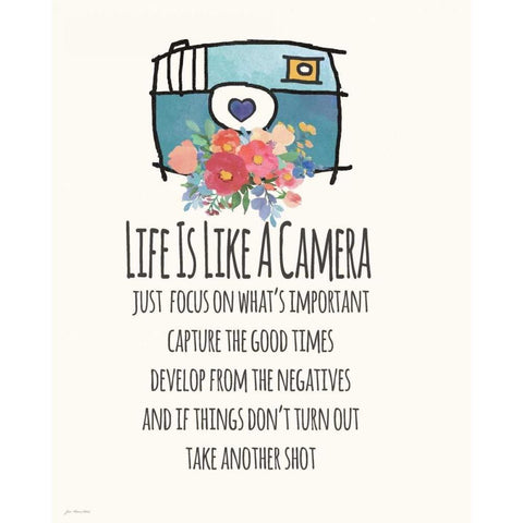 Life is Like a Camera White Modern Wood Framed Art Print by Moulton, Jo