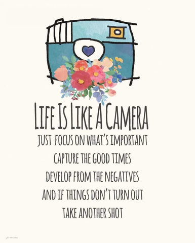 Life is Like a Camera Black Ornate Wood Framed Art Print with Double Matting by Moulton, Jo