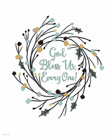 God Bless Us Everyone Black Ornate Wood Framed Art Print with Double Matting by Moulton, Jo