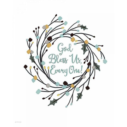 God Bless Us Everyone Black Modern Wood Framed Art Print by Moulton, Jo