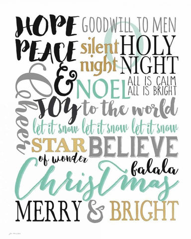 Merry and Bright Subway II Black Ornate Wood Framed Art Print with Double Matting by Moulton, Jo