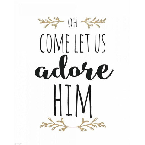 Oh Adore Him Gold Ornate Wood Framed Art Print with Double Matting by Moulton, Jo