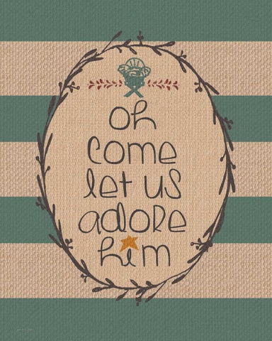 Burlap Adore Him Black Ornate Wood Framed Art Print with Double Matting by Moulton, Jo