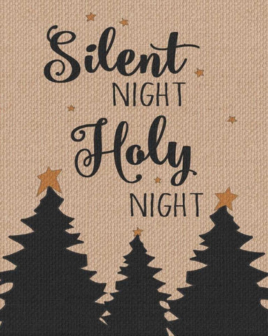 Burlap Silent Night Black Ornate Wood Framed Art Print with Double Matting by Moulton, Jo