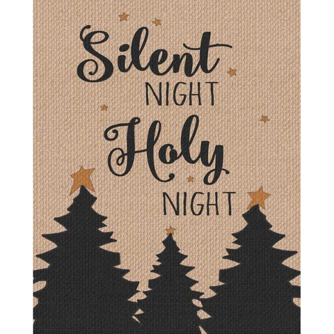 Burlap Silent Night Black Modern Wood Framed Art Print by Moulton, Jo