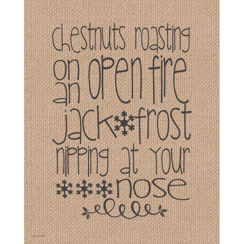 Burlap Chestnuts Roasting White Modern Wood Framed Art Print by Moulton, Jo