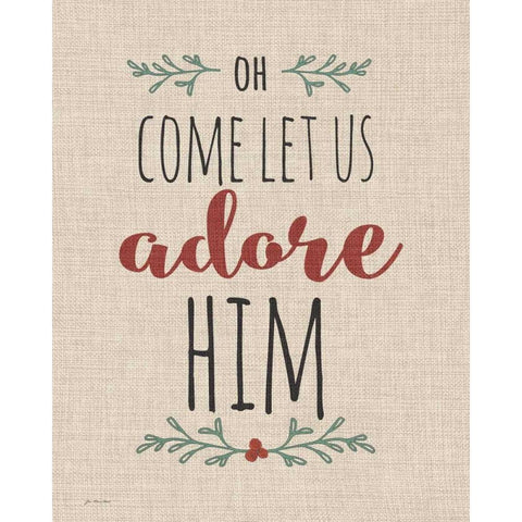 Adore Him Linen Black Modern Wood Framed Art Print with Double Matting by Moulton, Jo