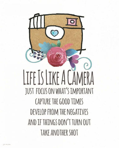 Life is Like a Camera Black Ornate Wood Framed Art Print with Double Matting by Moulton, Jo