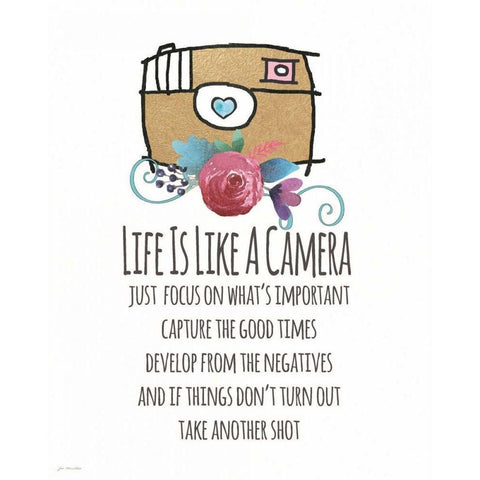 Life is Like a Camera White Modern Wood Framed Art Print by Moulton, Jo