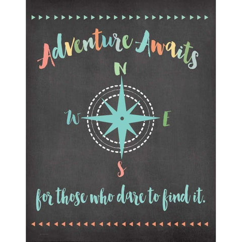 Adventure Awaits Black Modern Wood Framed Art Print with Double Matting by Moulton, Jo