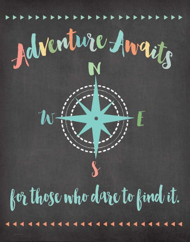 Adventure Awaits White Modern Wood Framed Art Print with Double Matting by Moulton, Jo