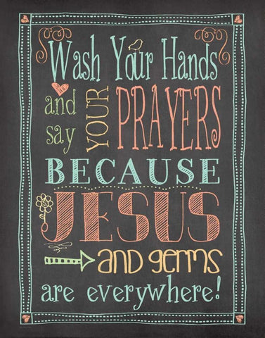 Germs and Jesus White Modern Wood Framed Art Print with Double Matting by Moulton, Jo