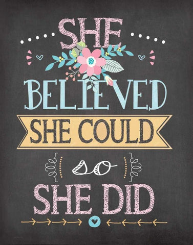 She Believed Black Ornate Wood Framed Art Print with Double Matting by Moulton, Jo