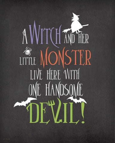 Witch Monster White Modern Wood Framed Art Print with Double Matting by Moulton, Jo