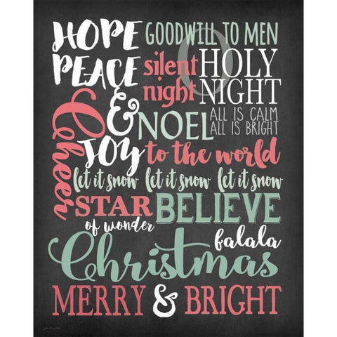 Merry and Bright Subway Gold Ornate Wood Framed Art Print with Double Matting by Moulton, Jo