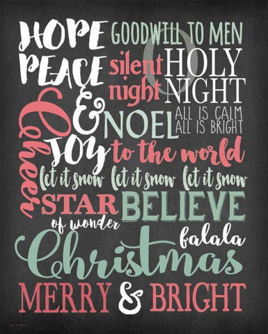 Merry and Bright Subway Black Ornate Wood Framed Art Print with Double Matting by Moulton, Jo