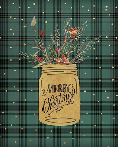 Merry Christmas Jar Black Ornate Wood Framed Art Print with Double Matting by Moulton, Jo