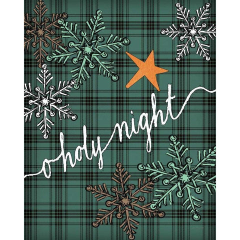 O Holy Night Plaid Gold Ornate Wood Framed Art Print with Double Matting by Moulton, Jo
