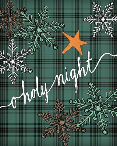 O Holy Night Plaid White Modern Wood Framed Art Print with Double Matting by Moulton, Jo