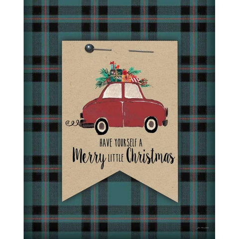 Merry Little Christmas Plaid White Modern Wood Framed Art Print by Moulton, Jo
