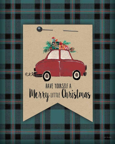Merry Little Christmas Plaid Black Ornate Wood Framed Art Print with Double Matting by Moulton, Jo