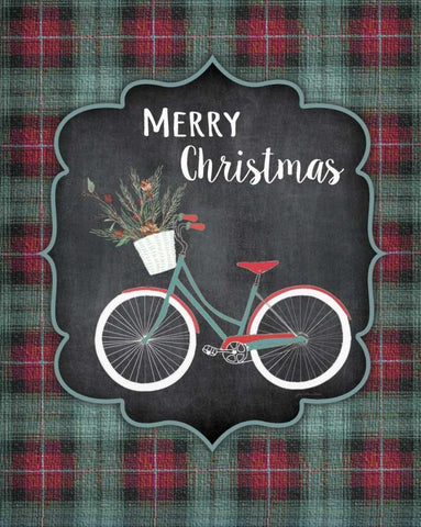 Merry Christmas Bike White Modern Wood Framed Art Print with Double Matting by Moulton, Jo