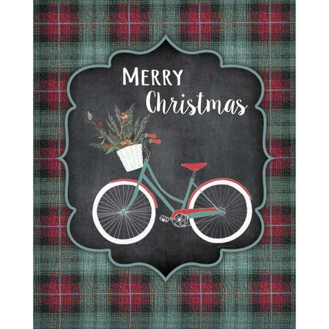 Merry Christmas Bike Black Modern Wood Framed Art Print by Moulton, Jo