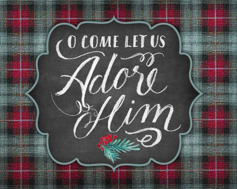 Adore Him Black Ornate Wood Framed Art Print with Double Matting by Moulton, Jo