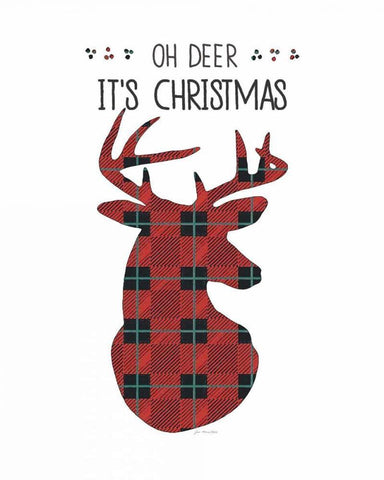 Oh Deer Its Christmas Black Ornate Wood Framed Art Print with Double Matting by Moulton, Jo