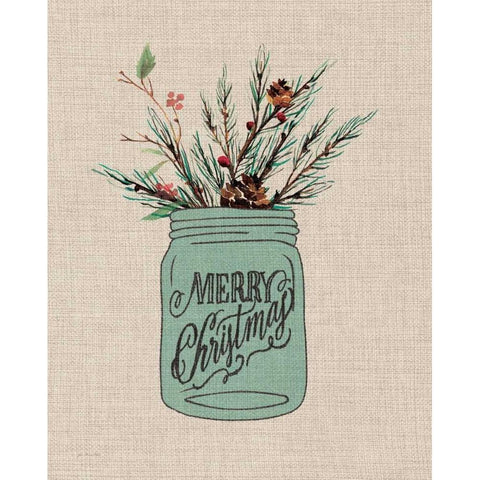 Merry Christmas Jar - Linen Black Modern Wood Framed Art Print by Moulton, Jo