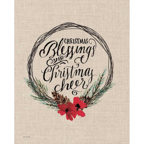Christmas Blessings Black Modern Wood Framed Art Print with Double Matting by Moulton, Jo