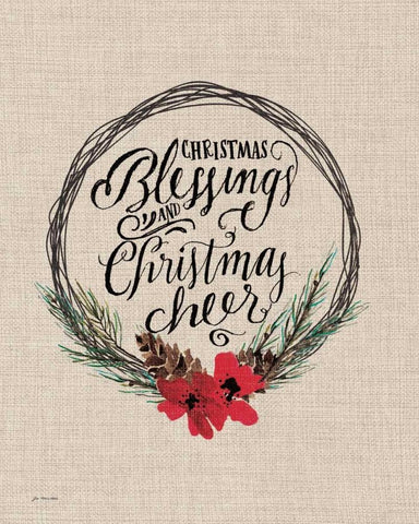 Christmas Blessings White Modern Wood Framed Art Print with Double Matting by Moulton, Jo