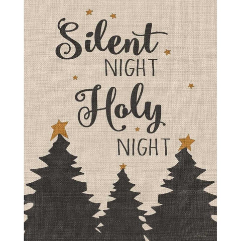Silent Night - Linen Gold Ornate Wood Framed Art Print with Double Matting by Moulton, Jo