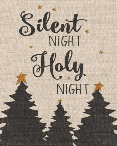 Silent Night - Linen White Modern Wood Framed Art Print with Double Matting by Moulton, Jo