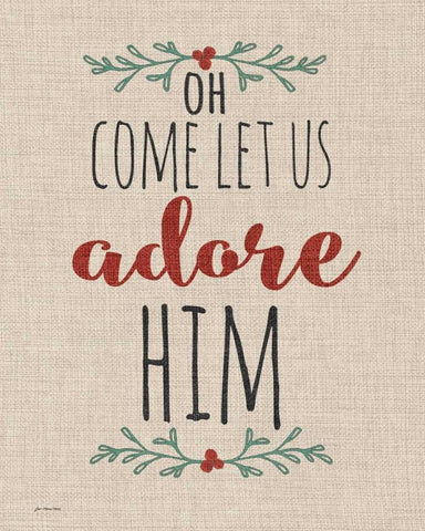 Adore Him Rustic Linen White Modern Wood Framed Art Print with Double Matting by Moulton, Jo