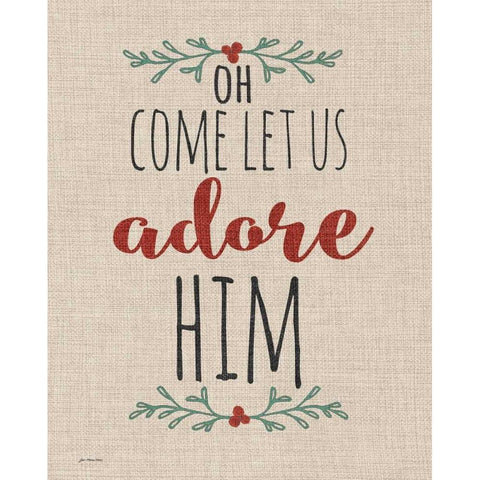 Adore Him Rustic Linen Black Modern Wood Framed Art Print by Moulton, Jo