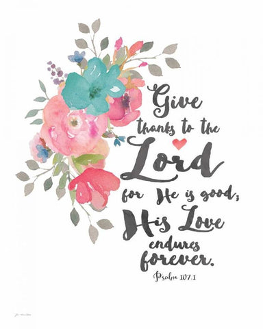 Give Thanks to the Lord White Modern Wood Framed Art Print with Double Matting by Moulton, Jo