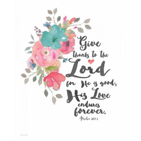 Give Thanks to the Lord White Modern Wood Framed Art Print by Moulton, Jo