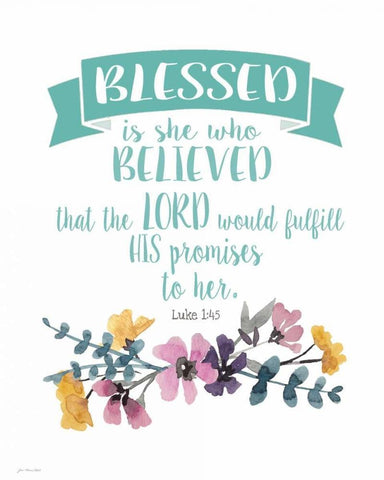 Blessed Is She White Modern Wood Framed Art Print with Double Matting by Moulton, Jo