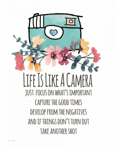 Life is Like a Camera Black Ornate Wood Framed Art Print with Double Matting by Moulton, Jo