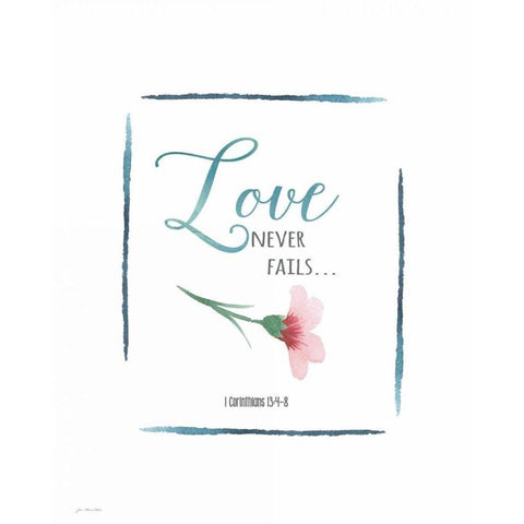 Love Never Fails Black Modern Wood Framed Art Print by Moulton, Jo