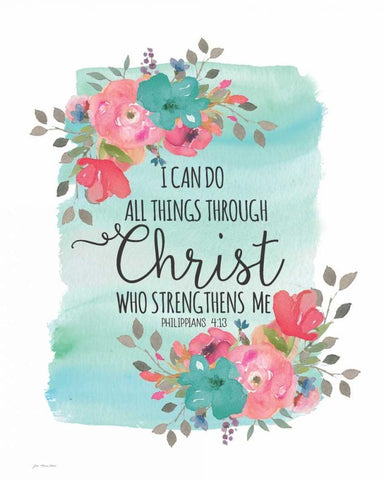 All Things Thru Christ White Modern Wood Framed Art Print with Double Matting by Moulton, Jo