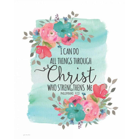 All Things Thru Christ Gold Ornate Wood Framed Art Print with Double Matting by Moulton, Jo