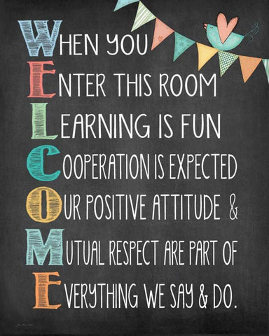 Welcome Black Ornate Wood Framed Art Print with Double Matting by Moulton, Jo